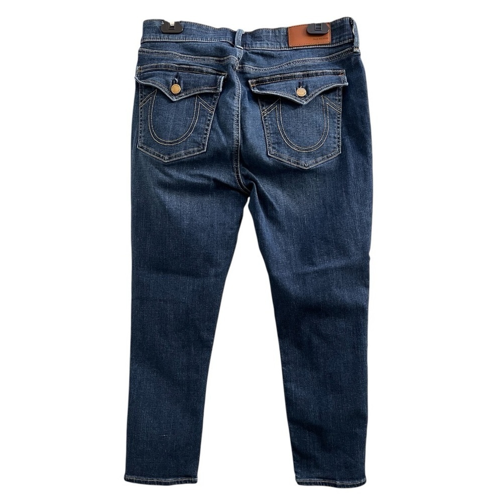 True Religion Mid Rise Skinny Jeans Blue Horse Shoe Pocket Size 32 - Picture 2 of 6